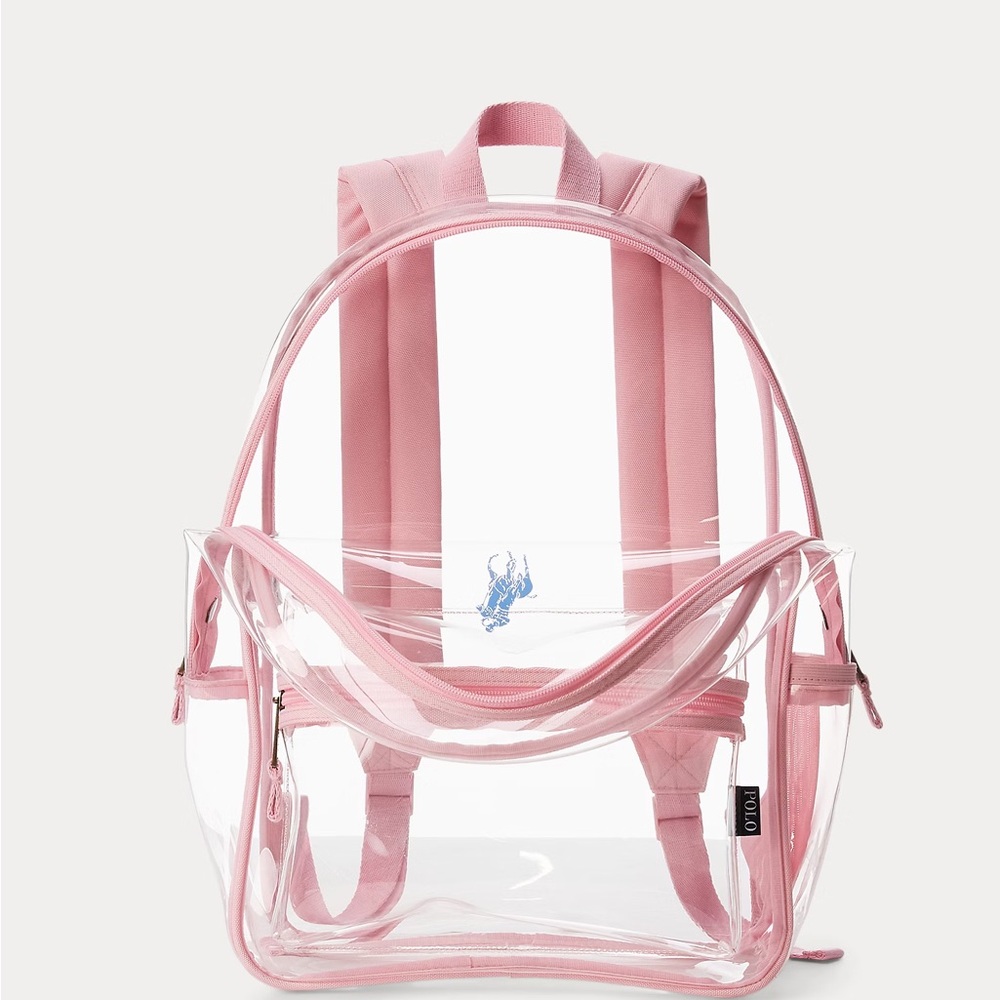 Polo by Ralph Lauren Pink Transparent Backpack, Carmel Pink Edging